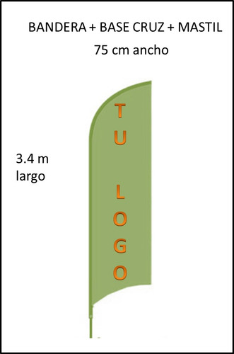 Bandera Publicitaria Diseño Personalizado De 3.4 M Base Cruz