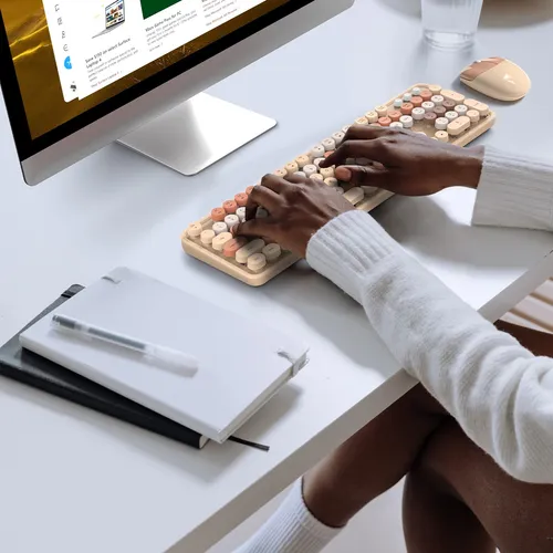 Combo Teclado Y Ratón Inalámbrico Geezer Coffee 104 Teclas