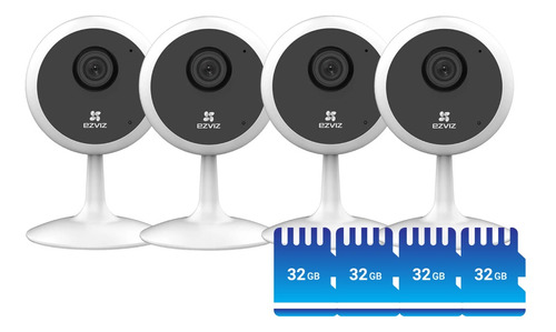 Kit Camara Seguridad Ip Wifi Ezviz Hd C1c X4 + Memoria 32gb