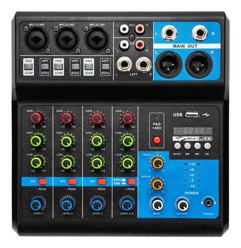 Mezcladora Mixer De 5 Canales Bluetooth Computadora