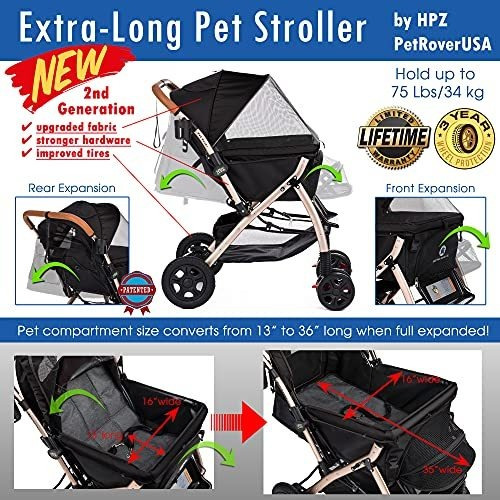 Imagen 2 de 11 de Carriola De Viaje Resistente Hpz-pr America Hpz Pet Rover L