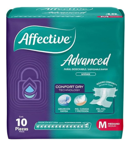 Pañales Para Adultos Affective Advanced Talla M 10 Unidades