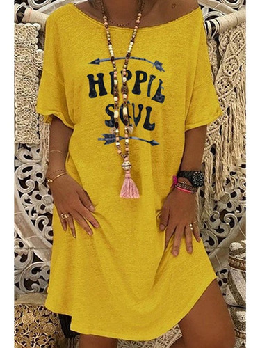 Ss Hippie Soul Hasta La Rodilla Jersey Vestidos Polera Moda