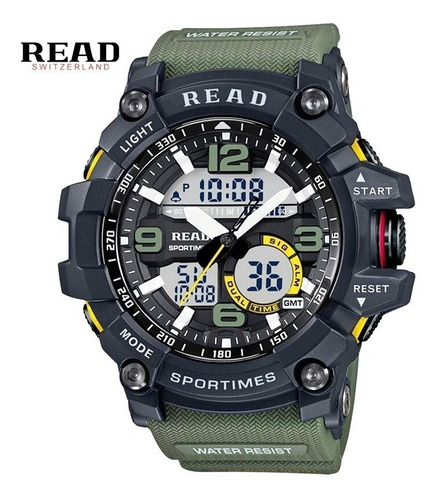 Relógio Digital Analógico Estilo Militar Shock Calendário