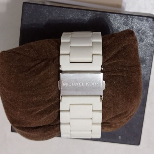 Relógio Michael Kors Feminino Cronografo Branco Prateado Mk