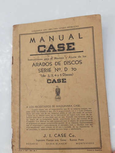 Catalogo Arado De Disco Case Antiguo Herramienta