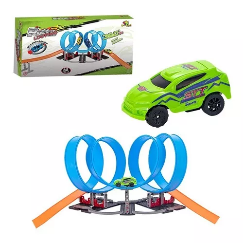 Pista Corrida Carrinho Brinquedo Infantil Looping 360 + 1 Moto