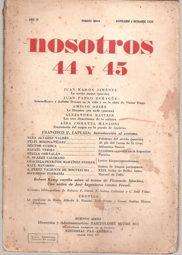 Revista Nosotros Nº 44 45 2ª Epoca Noviembre Diciembre 1939