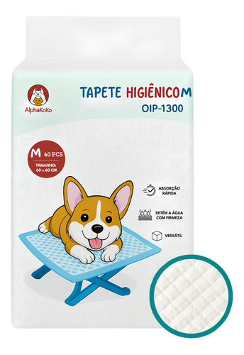 Tapete Higiênico Tamanho M Pet Fralda Chão Cães Cachorros Sanitário Canino Descartável 60 X 60cm 40 Unidades Varipet