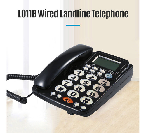 . Teléfono Fijo De Escritorio Con Cable Y Botones Grandes
