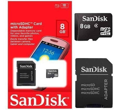 Tarjeta de memoria Sandisk de 8 GB con adaptador