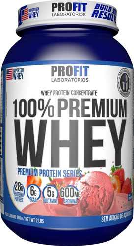 100% Whey Protein Premium 900g - Profit / Wpc + Whey Isolado Sabor Morango