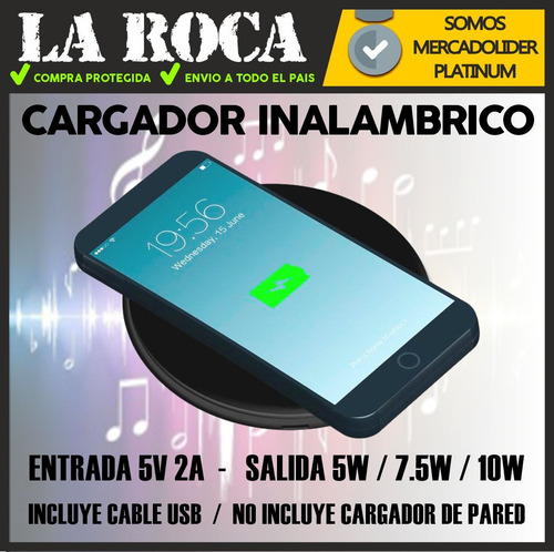 Cargador Inalambrico Rapido iPhone Samsung Wireless Qi