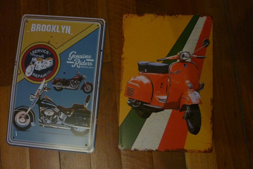 Par De Carteles De Capa Vintage Simil Antiguo Vespa Y Otro