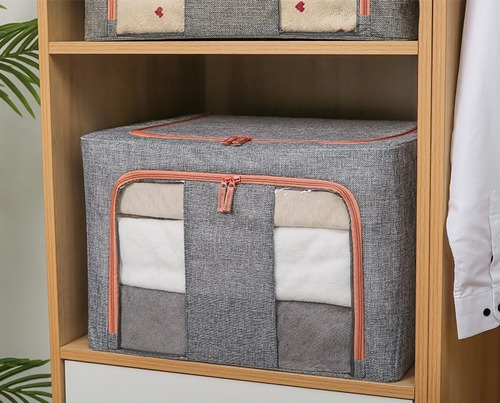 Caja Canasto Organizador De Tela Plegable 22l C Visor - Lima