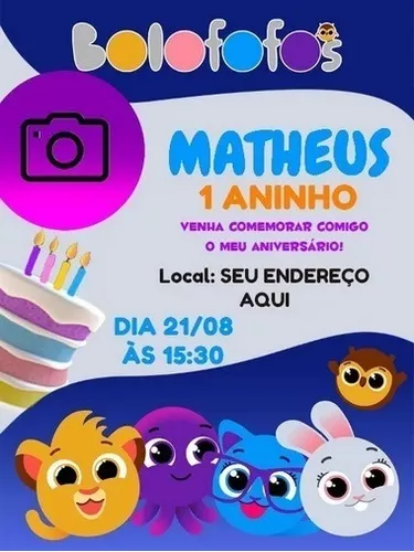 Convite de aniversário bolofofos