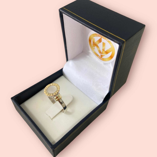 Anillos Importados Plata Y Oro Fondo Nácar Mod. Redondo
