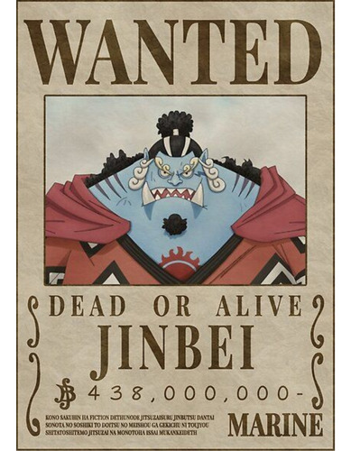 Anime Wanted Cuadro 29x19 Mdf One Piece Jinbei 438.000.000