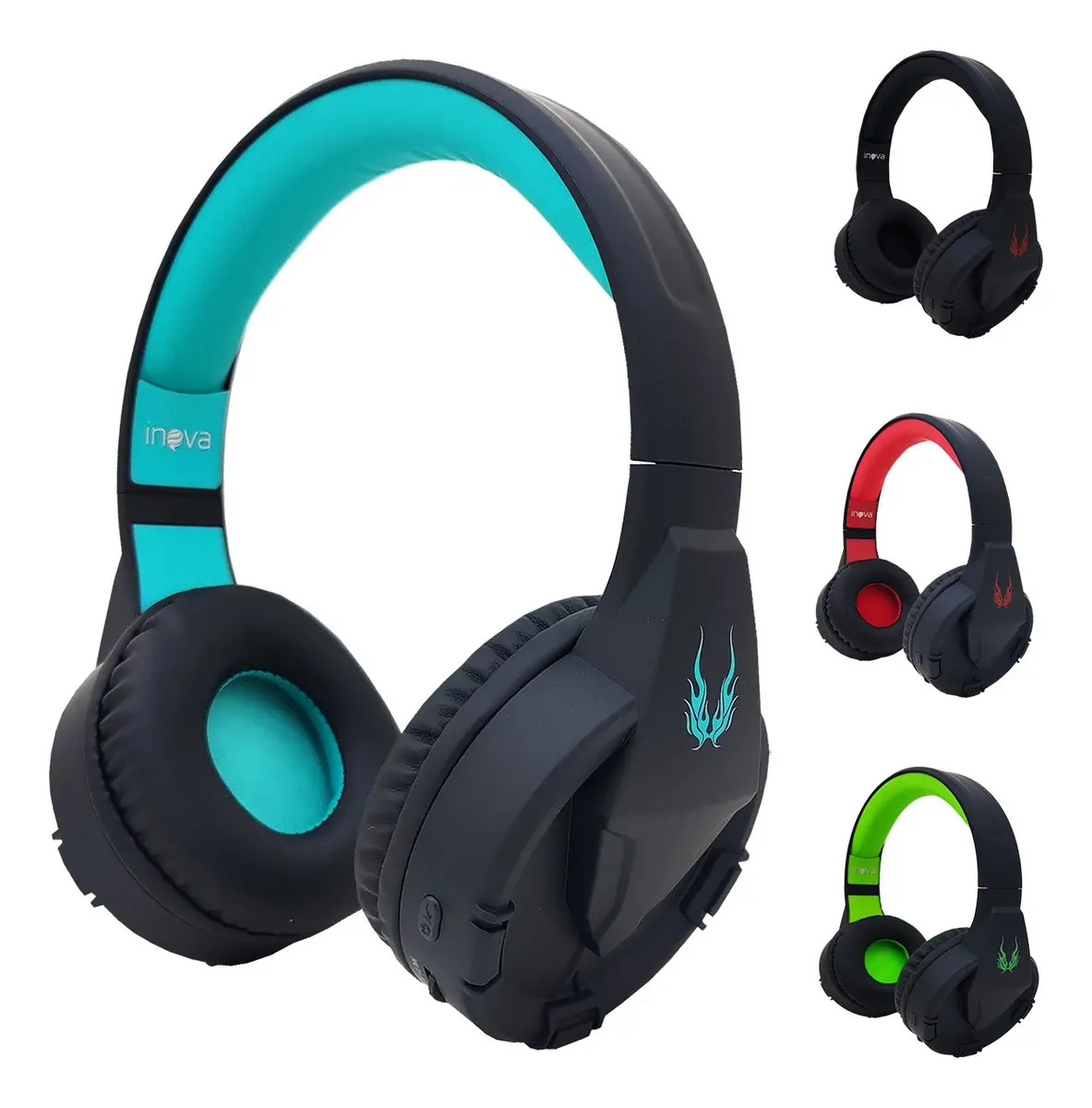 Fone Headset Bluetooth Inova FON-6709 Azul Cancelamento Ruído