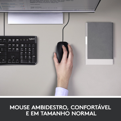 Combo Teclado E Mouse Com Fio Usb Mk120 Preto Logitech