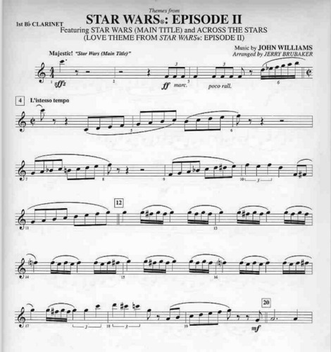 Star Wars Main Theme Y Across The Stars Partituras Clarinete