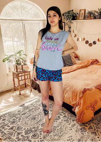 Imagen 3 de 10 de Short Pijama Mujer Verano Suelto Estampado Bianca Sheli 7008