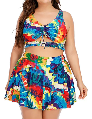 Traje De Baño I Para Mujer, Talla Grande, Con Estampado De C
