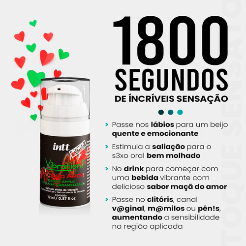 Vibrador Líquido Jambu Intt Vibration Maçã Do Amor 17ml