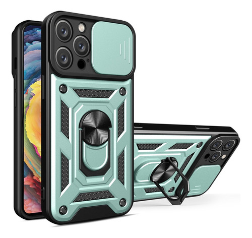 Funda Para iPhone 13 Pro Max Holder Protector Camara Verde
