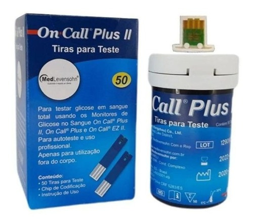 Fita Glicemia Medição Glicose On Call Plus 2 C/50 Tiras Cor Azul