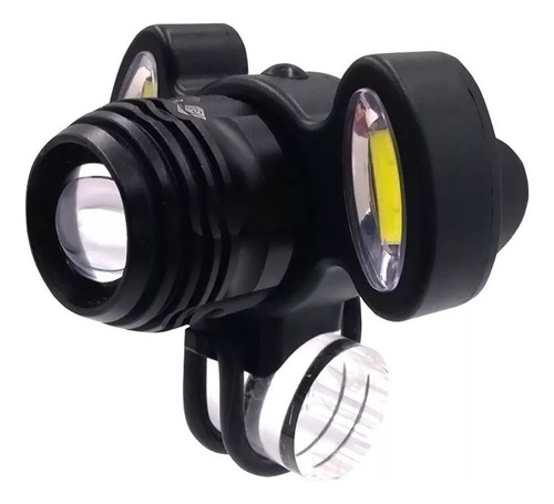 Farol Lanterna Bike 3 Focos Led Com Zoom Recarregável T6 Cor Preto