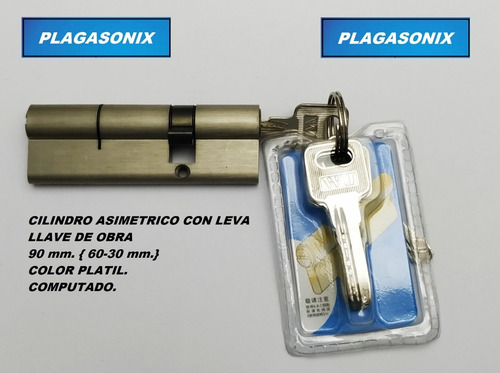 Cilindro Europerfil 90mm. Asimetrico 60/30 Leva Llave Obra