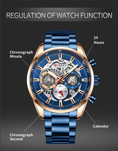 Reloj De Cuarzo Curren 8391 Con Correa De Acero Para Hombre