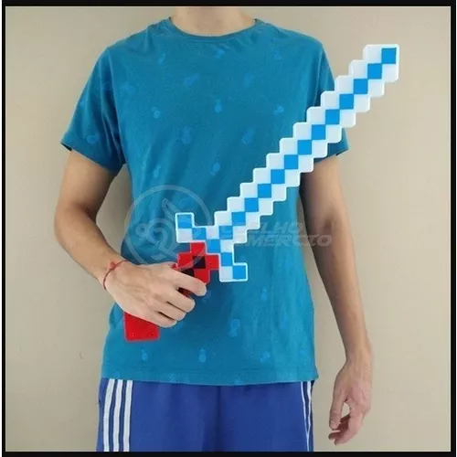 ESPADA MINECRAFT LUZ SOM JOGO MONTAR PIXEL INFANTIL ESPADINHA