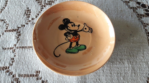 Antiguo Plato De Porcelana Con Dibujo De Mickey