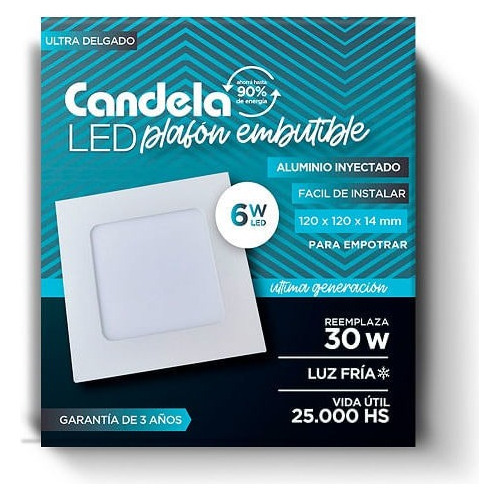 Led Plafon Cuadrado Embutible 6w Fria