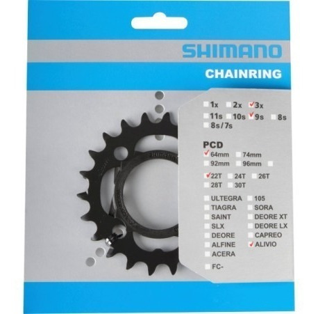 Imagem 4 de 4 de Coroa Shimano Alivio M4000 M4050 96 64m 27v 3x9 40 30 22 Pct