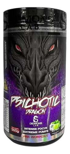 Suplemento Em Pó Demons Lab Psichotic Dragon Pré Treino Sabor Fruit Punch Em Pote De 500ml