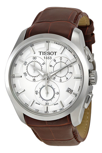Reloj Tissot Couturier T035.617.16.051.00, material de bisel blanco o negro, correa de acero inoxidable, color de bisel marrón, color de bisel plateado, color de fondo blanco