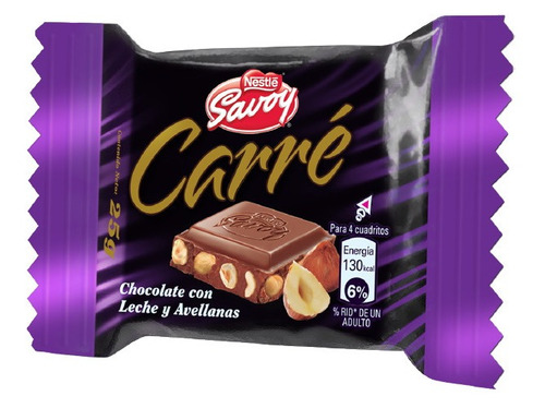 Chocolate Con Leche Y Avellanas Carré 25g Savoy 2 Unds