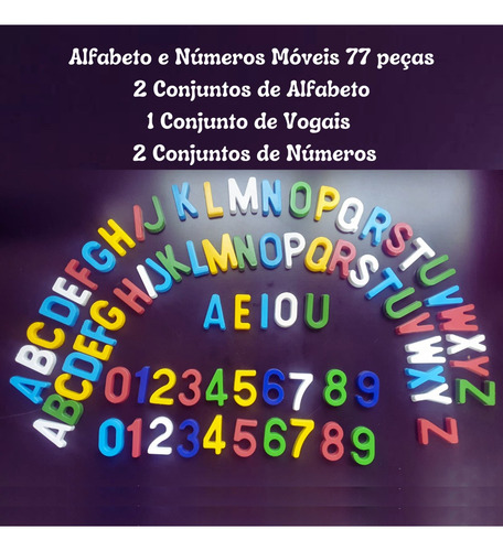 Alfabeto E Números Móveis 77 Peças