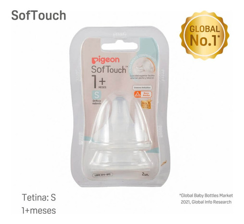 Tetina Repuesto Softouch Pigeon S 2 Unids SofTouch Cuello Ancho 80827
