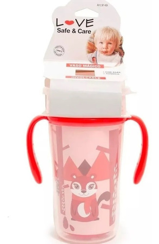 Imagen 1 de 5 de Vaso Magico Bebe Con Asas Y Tapa Involcable 270ml Love 9149