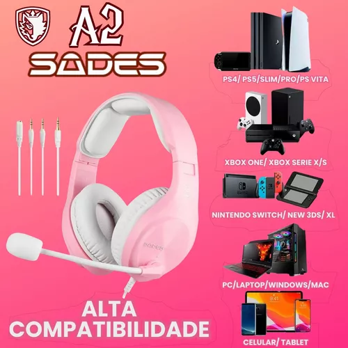 Headset Sades A2 Gamer Ps4 Celular Xbox Pc Angel Edition | Frete grátis