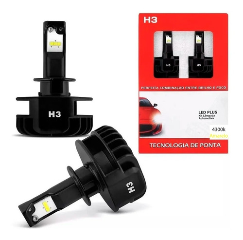 Kit Super Led Plus Com Foco H3 4300k Amarelo 