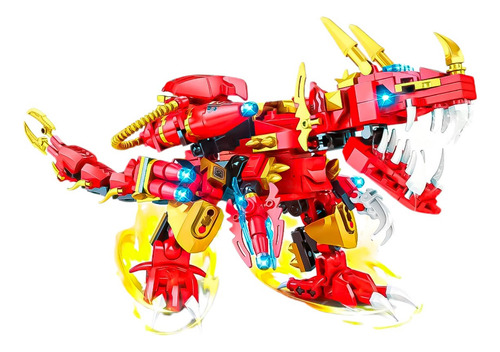Dinosaurio Rex Transformable Jurassic Park 2en 1 Kit Armable Dinosaurio Rojo