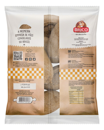Mini Pão Francês Integral Brico Pacote 300g