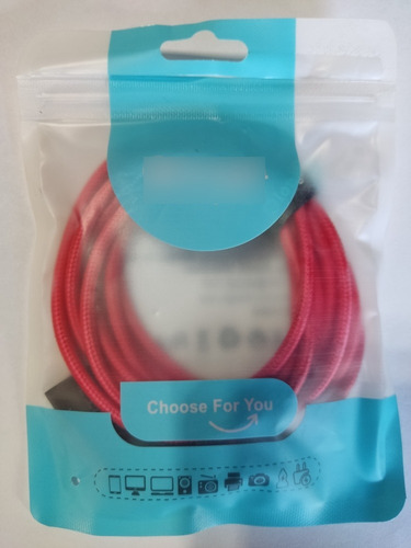 Imagen 2 de 3 de Cable Cargador / Tipo C / 2 Metro / Codo / Rojo / Elough