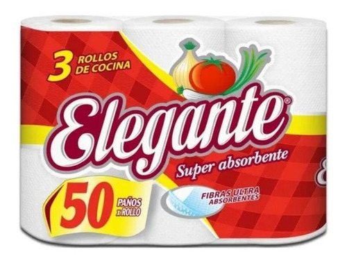 Rollo De Cocina Elegante X 3 Rollos De 50 Paños