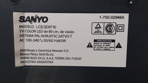 Tv Led 32 Sanyo Full Hd Digital Tv Usada Excelente Estado (Usado)